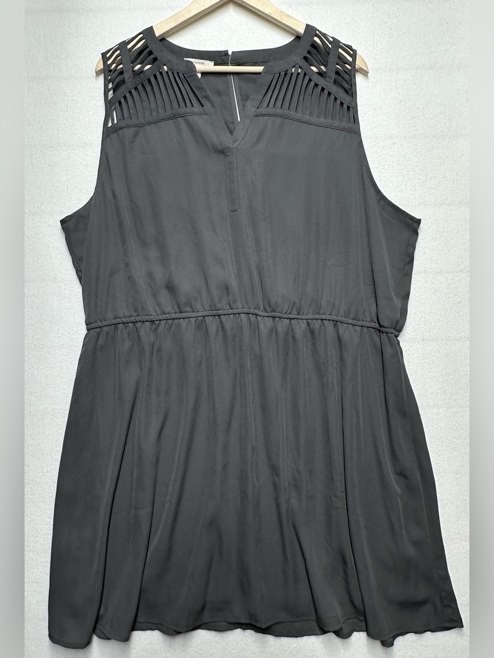 Maurices Charcoal Plus Size Lattice Shoulder V-Neck Dress 2X